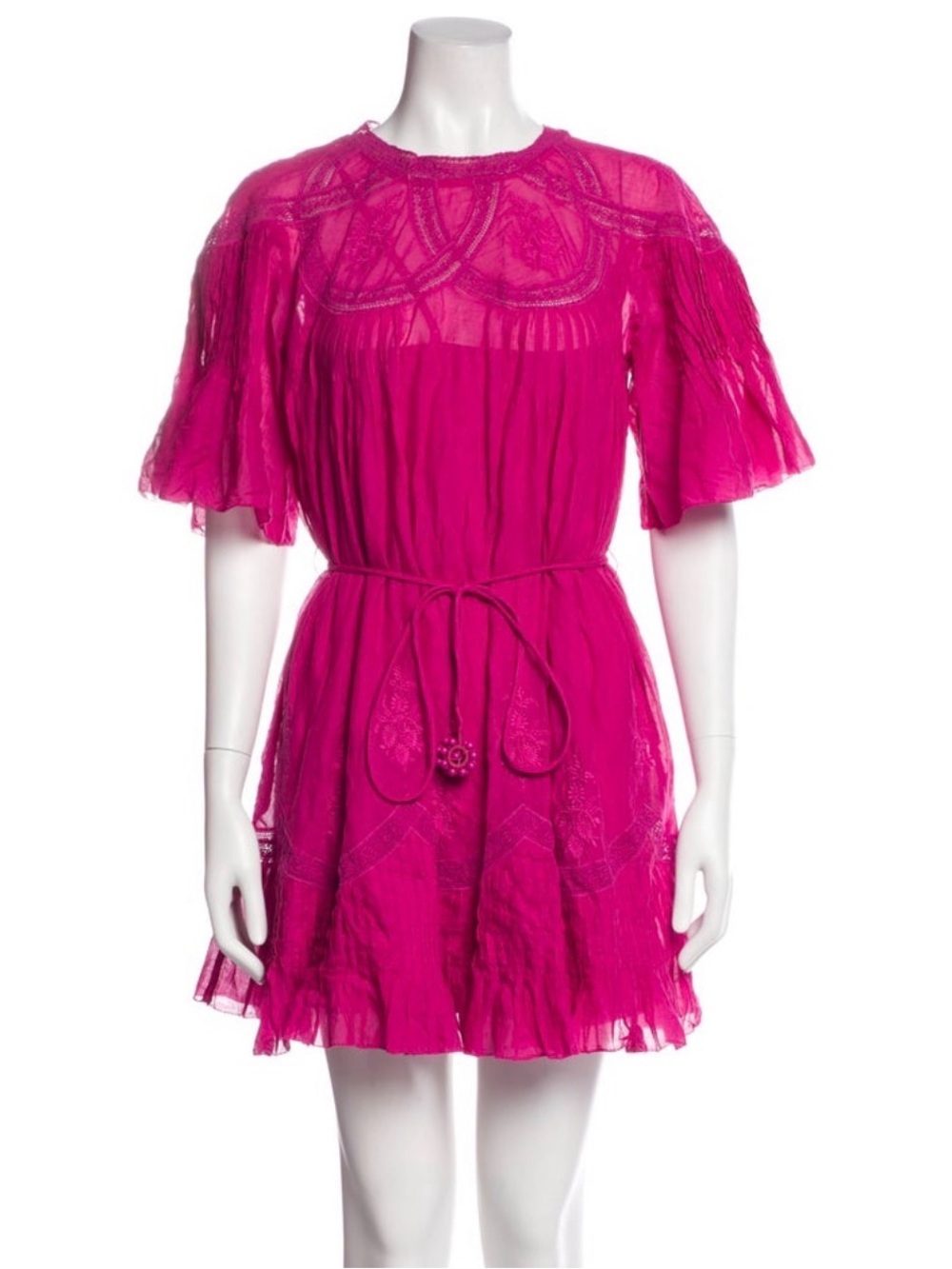 Farm Rio Pink Short Sleeve Ruched Mini Dress